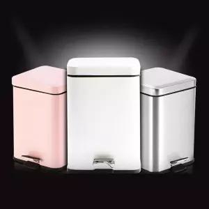 고급형 튼튼한 무소음 사각 스텐 페달 휴지통 (6L 12L)