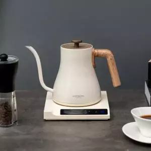 [이데컴퍼니]하트만 프리미어 전기드립 커피포트 (아이보리) 미세 온도조절 핸드드립 보온 미니 티포트