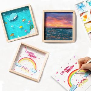 아크릴 나무 액자 만들기 세트 정사각형 프레임 DIY 그림 그리기 키트 투명 아크릴판 미술 우드 작품 재료