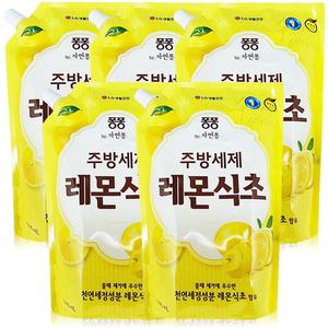 엘지생활건강 퐁퐁 레몬식초 주방세제 리필 1.2L 5개