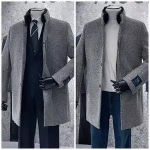 [트루젠]남성 이태리수입 (+Lanificio Roma) 라이트브라운 구스패딩+천연머스크퍼 프리미엄 남자 코트