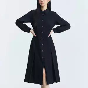 [미쏘] 셔츠형 핀턱주름 롱 원피스 (MIWOWC112B-T)