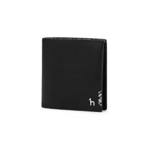 헤지스 액세서리 25FW [백화점BEST][CHESTER] 블랙 체크장식 소가죽 중지갑 HJWA5F295BK