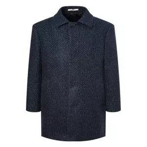 닥스 남성 24FW 네이비 체크 캐시미어 100% 하프코트 DMCO4D081N2