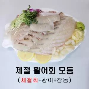 [노다지수산]제철모듬회 [제철회+광어+참돔] 활어 모듬회 + 6종양념