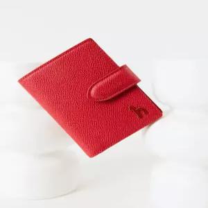 헤지스 액세서리 여성 24FW [스테디셀러] 레드 단색 소가죽 중지갑 WIHO4F003R2