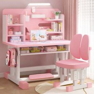 초등학생책상 신학기 어린이책상의자세트 심플 + 의자 주니어 램프 블루/흰 60