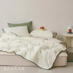 바자르 보들보들 워싱 자수 먼지없는 사계절 차렵이불세트+패드(Q)