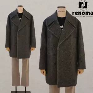 FW 그레이 프리미엄울 세미오버핏 누빔안감 하프 반코트 RPLMBH66AJD