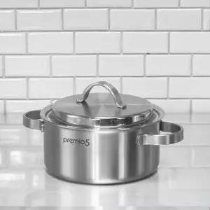 [키친아트] 프리미오5 인덕션 통5중 스텐304 양수냄비 18cm