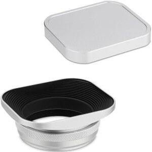 [미국배송] 후지필름 후지 파인픽스 X100S X100T X100F X70 X100V 카메라용 캡이 있는 49MM 어댑터 링이 HAOGE LH-EW3 사각형 금속 렌즈 후드가 LH-X100 AR-X100 LH-X70 실버를 대체합니다