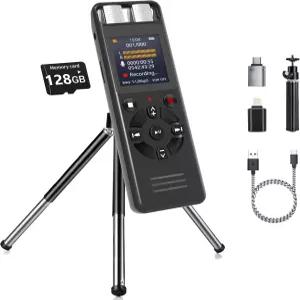 강의 및 회의용 128GB 디지털 음성 활성화 레코더 OTG를 통해 전화 연결 삼각대 스탠드가 있는 9280시간