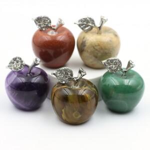 30mm 사과 조각상 장식품 천연석 홈 데코 힐링 크리스탈 쿼츠 자수정 피규어 크리스마스 기념품 수집