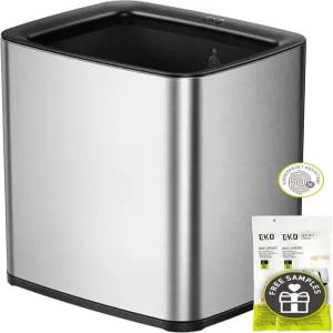 EKO 라구나 26갤런10L 오픈 탑 쓰레기통 욕실 침실 사무실 사용 탈착식 내부 바구니 모던 매트 스테인리스