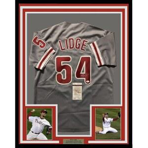 액자 서명/서명 브래드 리지 33x42 필라델피아 그레이 야구 유니폼 JSA COA
