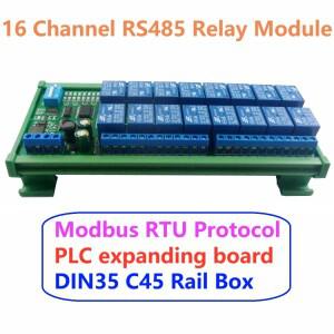 R4D3B16 16CH 12V 10A DIN 레일 박스 PLC 확장 보드 RS485 Modbus RTU 릴레이 모듈