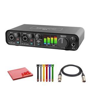 MOTU M4 USB-C 오디오-MIDI 타이 천, 케이블, XLR 섬유 번들, 케이블 포함 인터페이스(3140) 10피트
