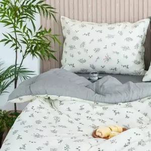 슈퍼싱글이불베개세트 해피니 이불베개세트 가드니아 차렵이불 베개세트 슈퍼싱글 SS 그레이 베개솜 별매