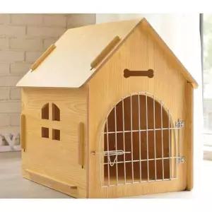 실내 강아지집 우드 나무 펫 케이지 하우스 철문 개집