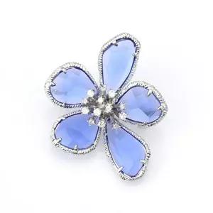 스카이 일곱가지 크리스탈 브로치 봄꽃 미니 색상 심플 꽃브로치 크리스탈브로치