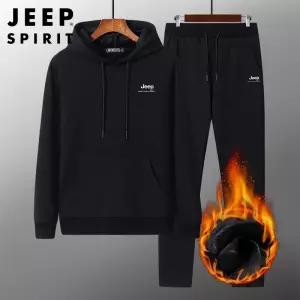JEEP SPIRIT 남성 겨울 기모 트레이닝 후드 상하의 세트