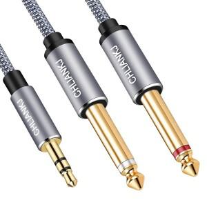 Shuliancable 1/8 TRS-듀얼 6.35mm 1/4 TS 케이블 아이폰 호환 멀티미디어 스피커 3.5mm