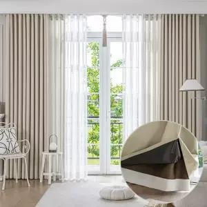 [지나송]어반 더블레이어 방한 암막커튼+내추럴코디+화이트코디+커튼봉(중형)