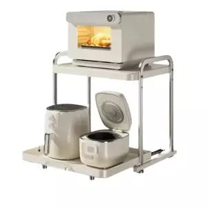 원목 전자레인지 슬라이딩 선반 브래킷 밥솥레일 철제 렌지 2단 수납