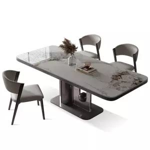 주방식탁 의자 6인용 블랙 식탁 4인용 세트 천연 대리석 호두나무 세라믹 앤우드