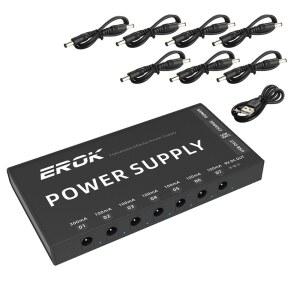 EROK 기타 효과 페달 전원 은행 공급 장치 7개의 절연 출력 9V 300mA 휴대용 충전식