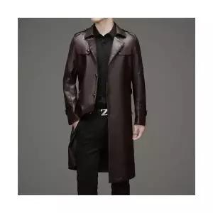 슬램덩크 남성 정장 자켓 롱 가죽 트렌치코트 봄가을 블레이저 칼라 코트 슬림핏 무릎 오버 HO3