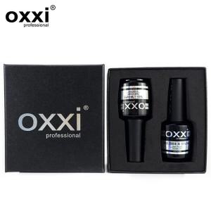 OXXI 전문 고무 베이스 코트 UV 젤, 닦을 필요 없는 광택 탑 젤 반영구 네일 2 개 세트, 15ml