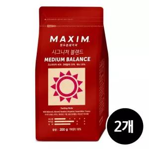 맥심 원두분쇄커피 시그니처 블렌드 미디엄 밸런스 200g x 2개