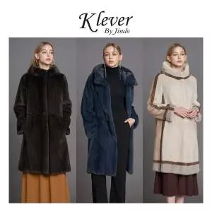 진도 Klever반후드 유색 밍크 코트K3W3EC06_ 705789