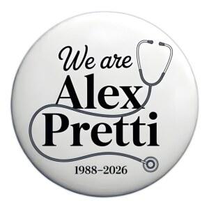 우리는 알렉스 프레티 1988-2026 핀 버튼, 헌정 버튼 핀의 정의, 굿, ICE 시위 폭력 배지, 아웃 폐지, 집회 인식을 위한 이민 지지 핀입니다