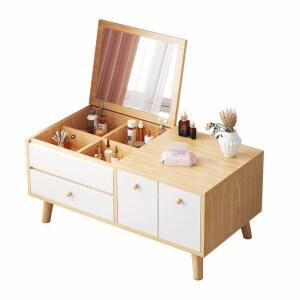 좌식 미니 화장대 원룸 화이트 북유럽 학생 테이블 화이트 베 심플 라이트