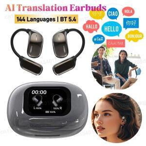 신제품 실시간 AI 번역 이어폰 144개 언어 무선 블루투스 헤드폰 후크 스마트