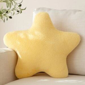 Znhinery 별 베개, 소파용 플러시 장식용 베개, 침대용 귀여운 장식용 베개, 소파 거실용 에스테틱 별 모양 베개 재미 쿠션(구스 옐로우, 14.9인치)