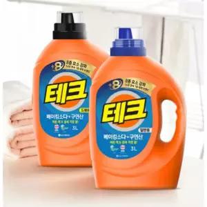 엘지생활건강 테크 베이킹소다 구연산 세제 드럼용 용기 3L 2개 .