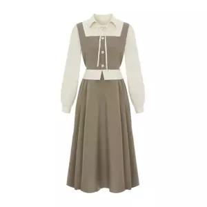 [정상가 129000원][봄 인기 신상][샐리] 리본블라우스레이어드원피스_I6A-COP015