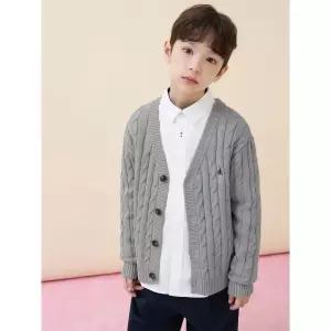 [BEANPOLE KIDS] [Essential] 클래식 케이블 브이넥 카디건  그레이 (BI615AUE33)