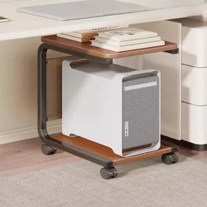 컴퓨터 본체 거치대 보강바퀴 단 트레이 이동식 블랙 받침대 소형 PC홀더