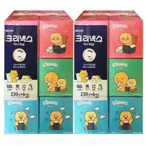 크리넥스 미니 각티슈 디럭스 230매 6개입, 2개 미용 카카오티슈