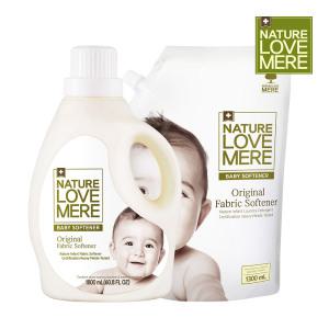 네이쳐러브메레 섬유유연제 오리지널 용기형 1800ml x1팩+리필형 1300ml x1팩