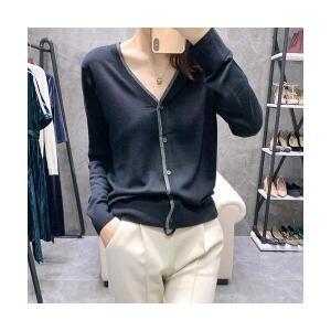 EAMT 여자카디건 브이넥 봄가을 스웨터 루즈핏 빅사이즈 얇은 코트울 니트 탑 YONG3