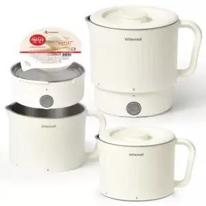 위즈웰 올스테인리스 머그팟 접이식 라면포트 여행용 전기포트 WK3710 G