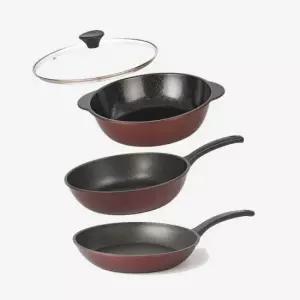 독일 바니니 메가스톤 와인 IH 프라이팬 궁중팬 전골냄비 유리뚜껑 4종 세트 인덕션겸용