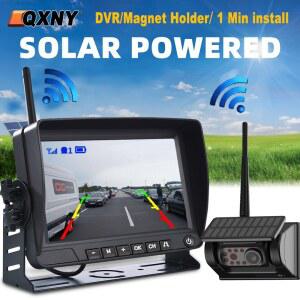 캠핑카 트럭 트레일러용 AHD 7인치 백업 모니터가 태양열 DVR 역방향 카메라 후면보기 녹화 장착된 무선 구동 에너지