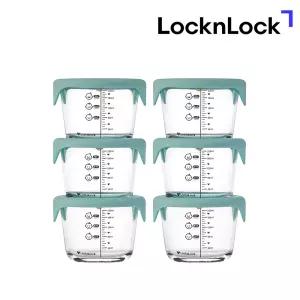 락앤락 리틀럽 디어 이유식용기 원형 실리콘 간편캡 260ml 3P+3P (스카이블루) 유아식기 아기간식 보관용기