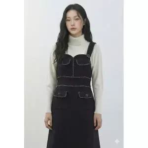 [하프클럽/에고이스트]블랙 배색테이프 장식 뷔스티에 원피스 EN4WO262